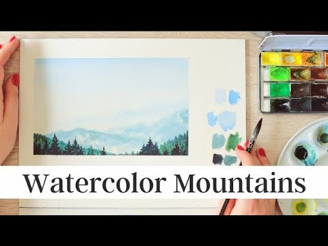 How to Paint Mountains with Watercolors Step by Step | Watercolor Painting Ideas