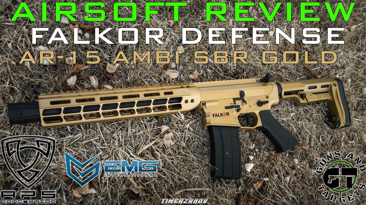 Airsoft Review #175 Falkor Defense AR15 Ambi Gold SBR APS/EMG (GUNS AND TARGETS) [FR]