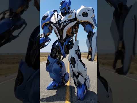 Robot to Futuristic Car Transformation | White & Gold Transformer | Sci-Fi AI Video