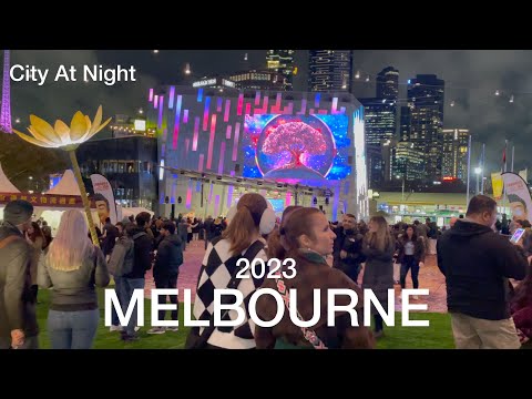 Melbourne City at Night Fed Square 2023 | Multicultural Festival | Buddha's Day