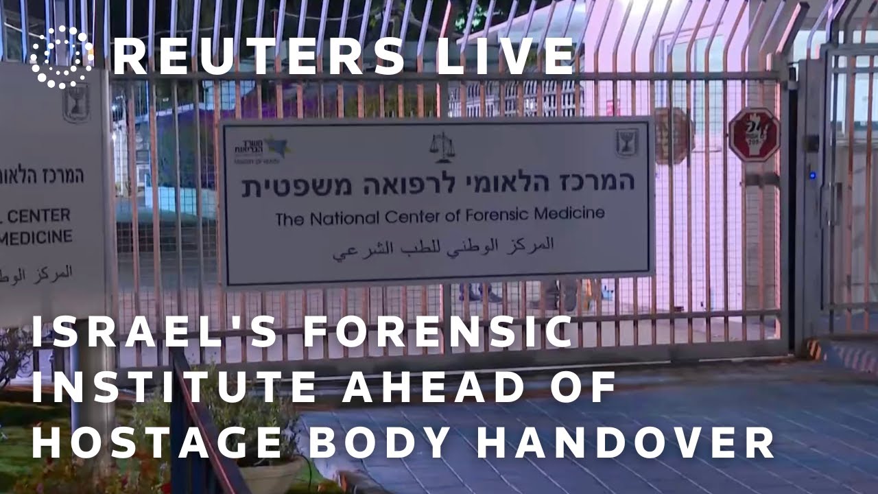 LIVE: View of Israel's Forensic Institute ahead of hostage body handover