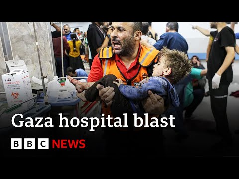 Gaza frontline report:  horrific aftermath of hospital explosion - BBC News