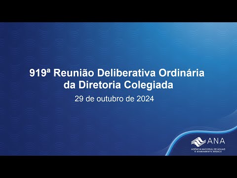 919ª Reunião Deliberativa Ordinária da Diretoria Colegiada - 29 de outubro de 2024.