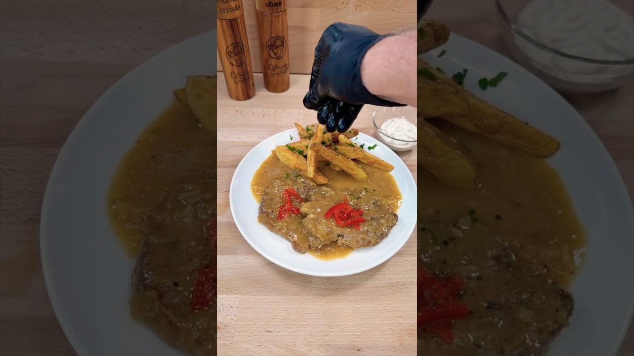 Přírodní řízky v luxusní omáčce 🍺 @PodravkaCeskaRepublika #recept #řízek #krkovice #omáčka