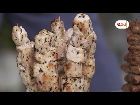 Кухня по заявкам | Куриные сердечки. Свиные шашлычки.  Креветки и тофу на шпажках  | Илья Лазерсон