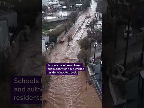 Flash flooding on Greek Island of Paros
