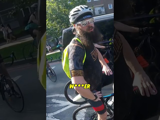Cyclist gets mad for avoiding danger! #cyclist #karen