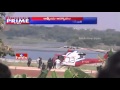 KCR's special helicopter lands at Undavalli near Vijayawada-Visuals