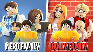 NERD FAMILY vs BULLY FAMILY in Roblox BROOKHAVEN RP!