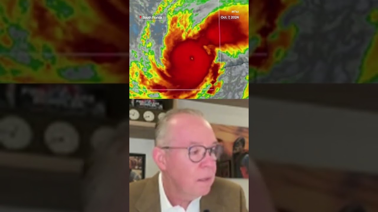A meteorologist becomes emotional while discussing Hurricane Milton