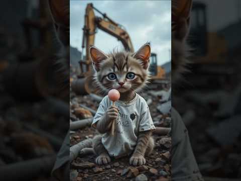 Poor Kitten was Ridiculed by his Friends for Eating Dirty lollipop 🍭 #cat #kitten #babycat #dclp