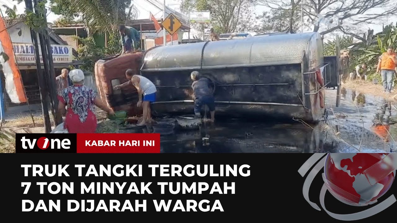 Truk Tangki Berisi 7 Ton Minyak Goreng Terguling, Warga Aji Mumpung | Kabar Hari Ini tvOne