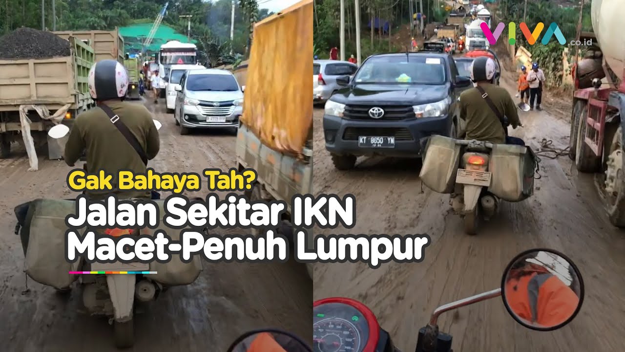 Pekerja Komat-kamit Baca Doa Lewati Jalan Lumpur Sekitar IKN