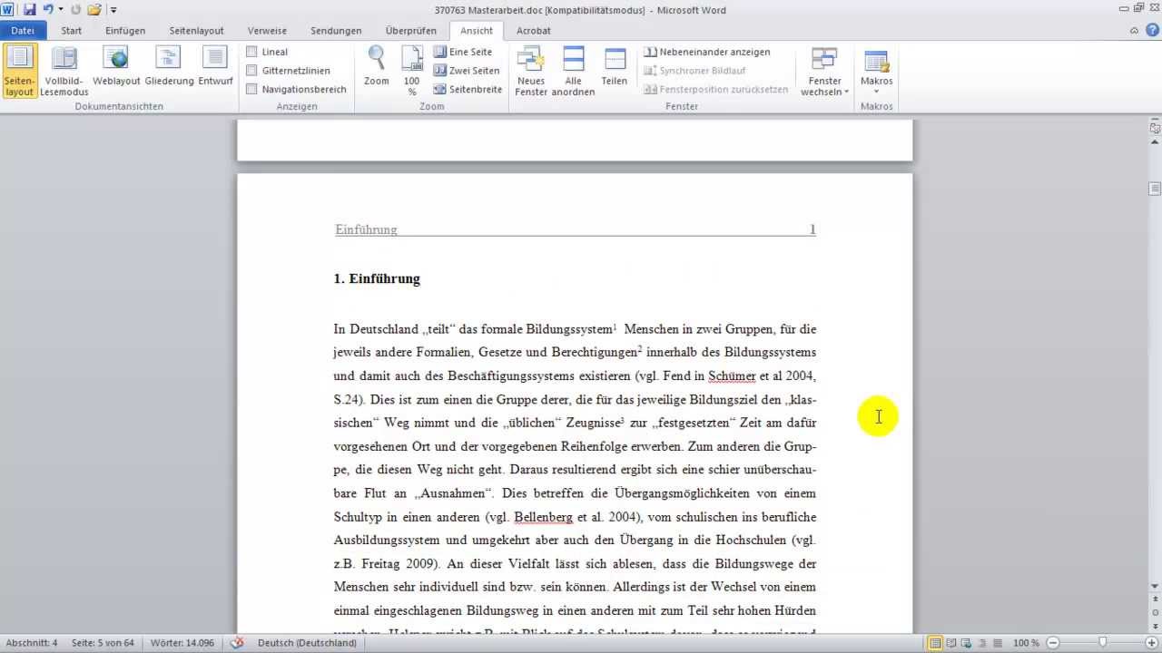 Wissenschaftliche Arbeit Mit Word Formatieren Youtube