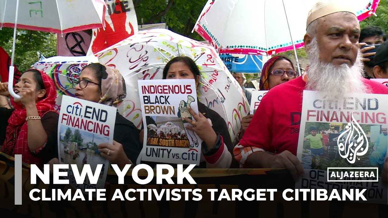 Climate activists target Citibank: Protest outside headquarters in New York