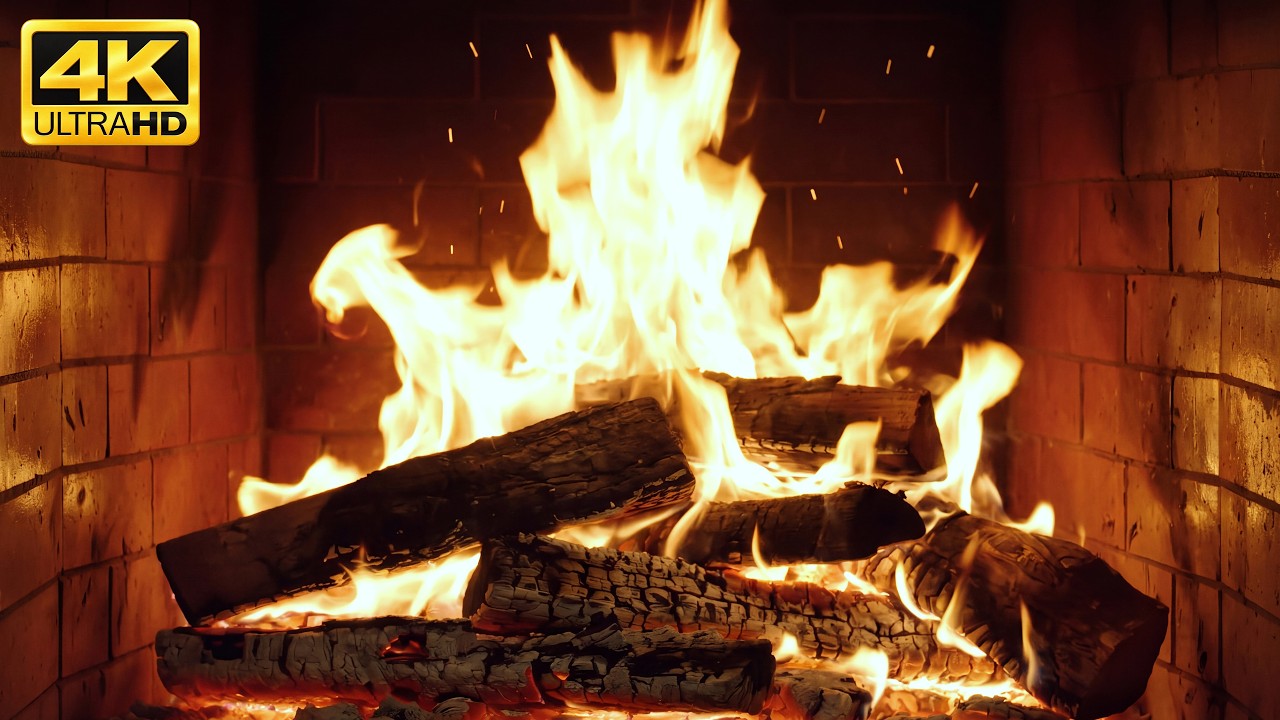 🔥 Relaxing Fireplace (No Music) with BURNING LOGS and Crackling Fire Sounds for Bedtime Listening