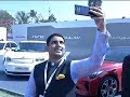 Nara Lokesh takes selfie &amp; rides KIA Car at CII Partnership Summit in Visakha