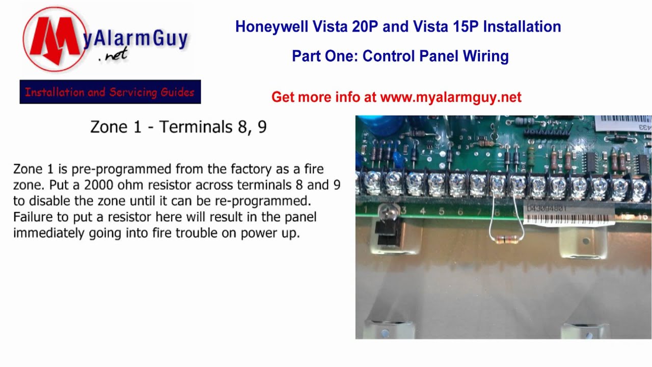 How to Wire a Honeywell Security System, Vista 15P and ... eol resistor wiring diagram 