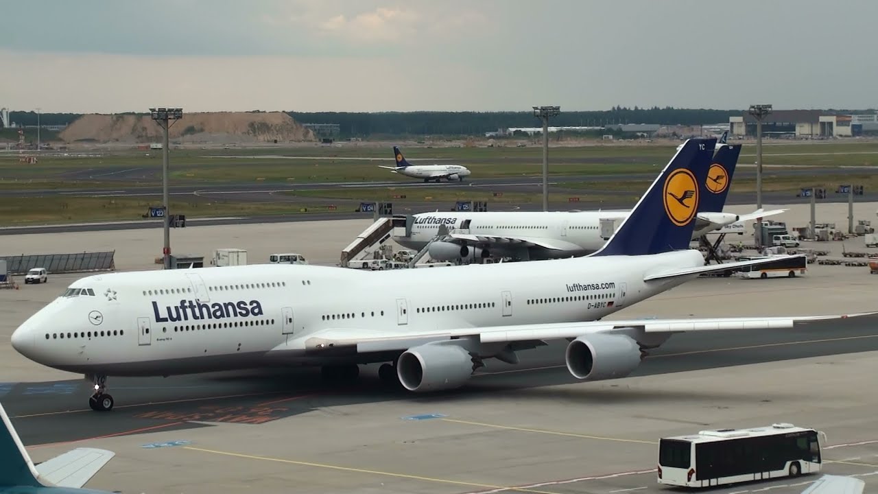 Lufthansa Boeing 747-8 Taxiing For Takeoff At Frankfurt Airport (full ...