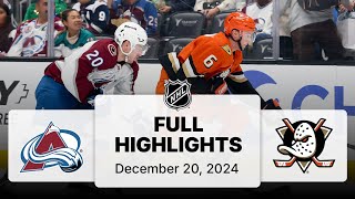 NHL Highlights | Avalanche vs. Ducks | December 20, 2024