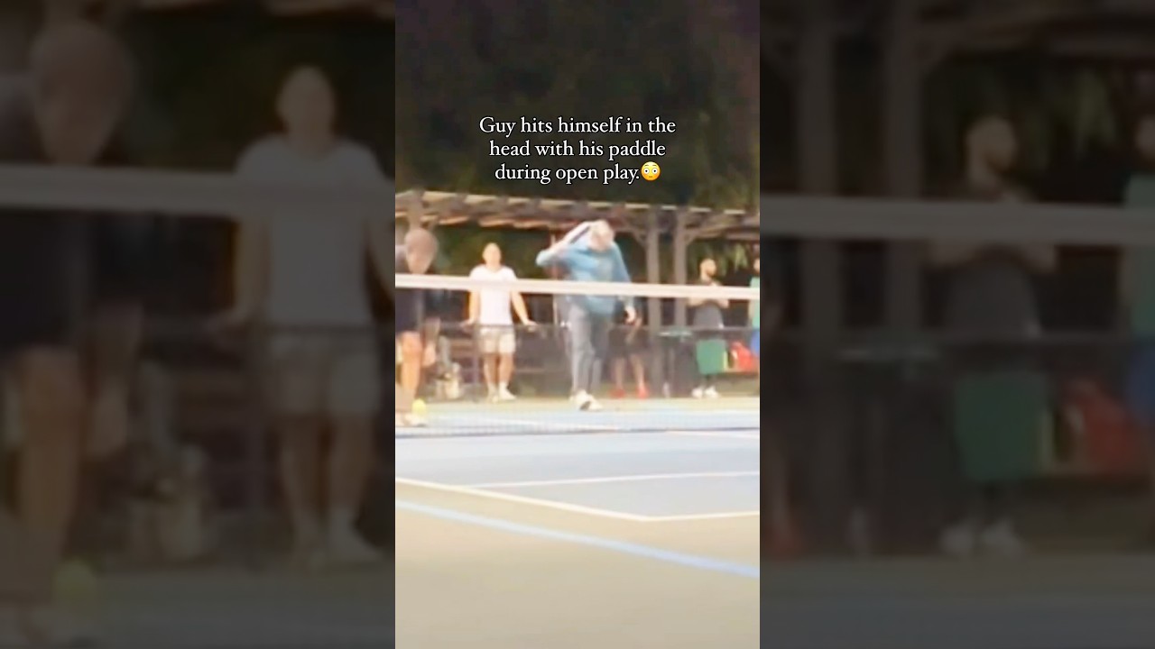 Guy hits himself in the head with a pickleball paddle 😵‍💫