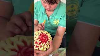Tỉa hoa dưa hấu ẩm thực gia đình kim yến
