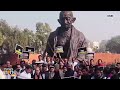 Protest Led by Rahul Gandhi, Sonia Gandhi, and Mallikarjun Kharge at Parliaments Gandhi Statue