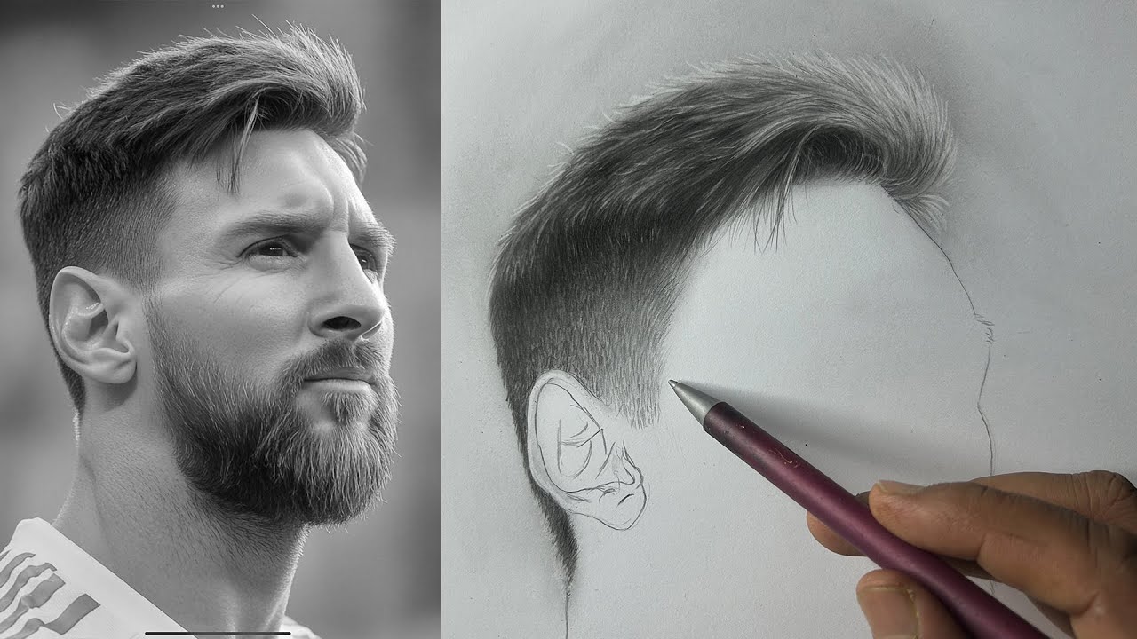 Mastery in Drawing - Day 18 | Lionel Messi Hair Drawing | Portrait Drawing for Beginners