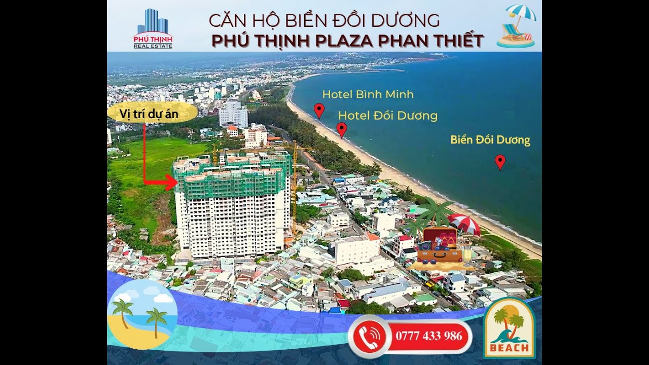 Bán căn hộ 2 phòng ngủ căn hộ Phú Thịnh view biển Đồi Dương Phan Thiết giá đầu tư 0777 433 *** video