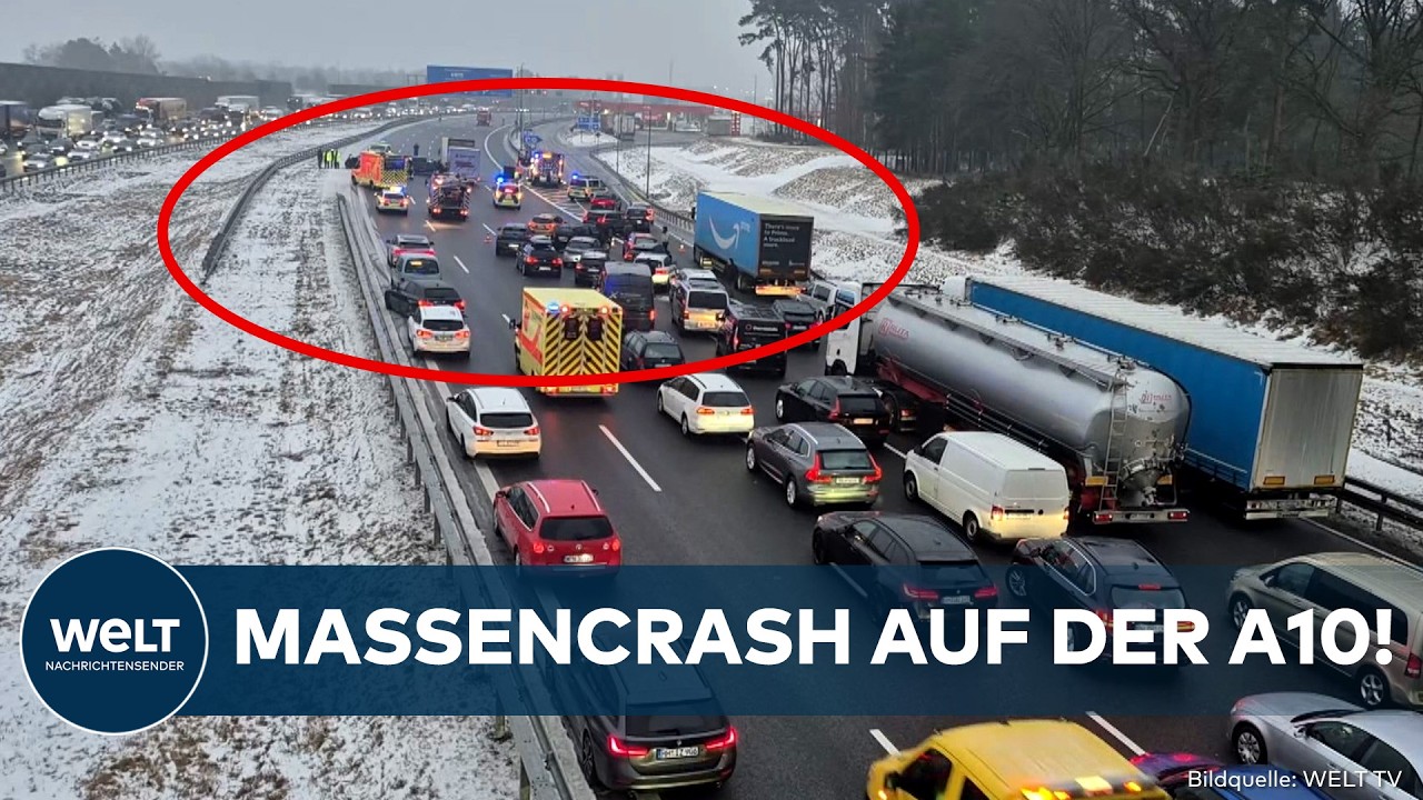 GLATTEIS: Massenkarambolage auf der A10 bei Potsdam! Viele Verletzte