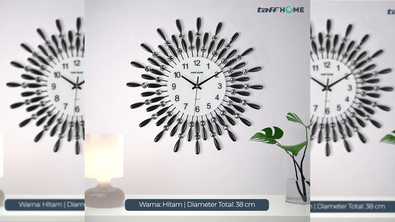 Pratinjau video produk TaffHOME Jam Dinding 3D Quartz Clock Creative Luxury Diamond 38cm - H74