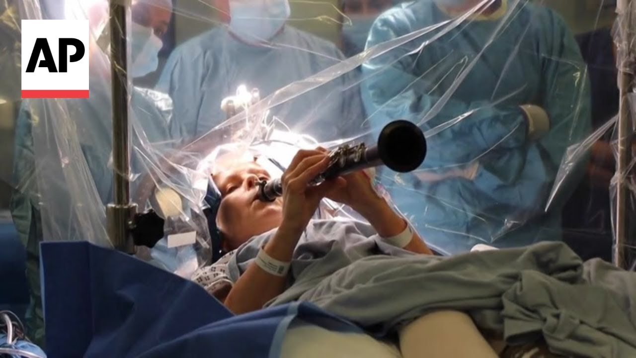 Patient with Parkinson's disease plays clarinet during brain procedure