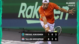 Group stage of the Davis Cup final - Kazakhstan vs Netherlands: Match highlights Mikhail Kukushkin vs Tallon Grikspor