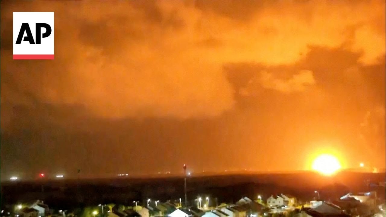 Flares light up night sky over Gaza Strip