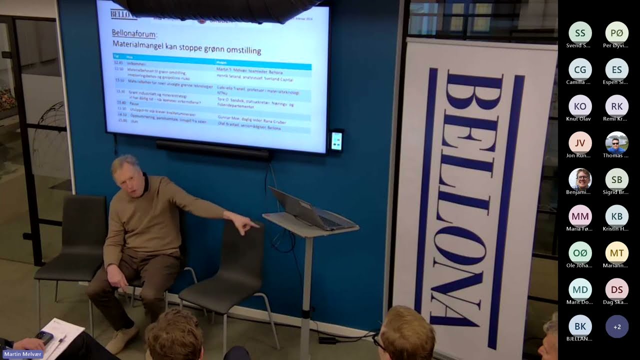 Bellonaforum 28 feb. 2024: Materialmangel kan stoppe grønn omstilling