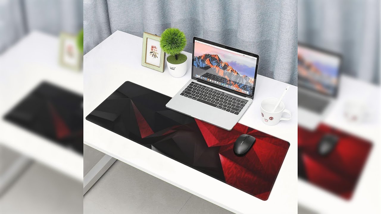 Pratinjau video produk Kimsnot Mouse Pad Rubber Stitched Red Black Abstract 800x300x3mm - K-38