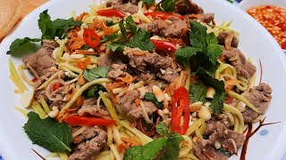 GỎI XOÀI | Cách làm GỎI BÒ XOÀI XANH ngon nhất | phùng bắc tv#395