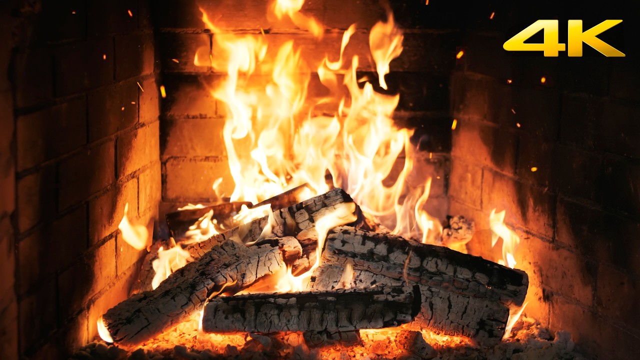 🔥 OLD CABIN FIREPLACE (NO MUSIC) with CRACKLING WOOD and SOFT NIGHT AMBIENCE for GENTLE EVENINGS