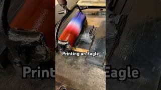 Letterpress printing a bald eagle with red, white, and blue ink using a 173 year old printing press