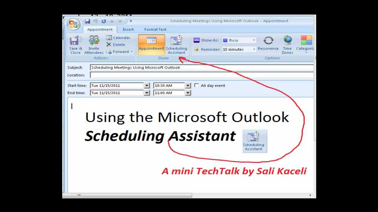 Scheduling Meetings Using The Microsoft Outlook Scheduling Assistant