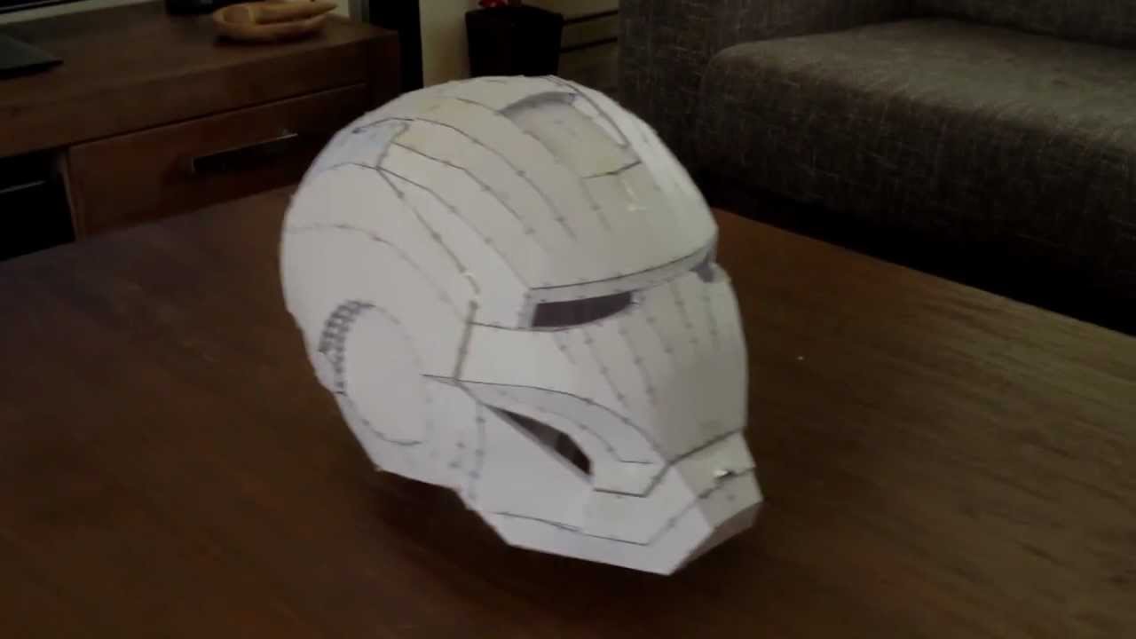pepakura ironman helmet ready for fibreglass - YouTube