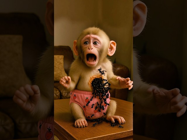 Semut keluar dari perut monyet kecil ini.