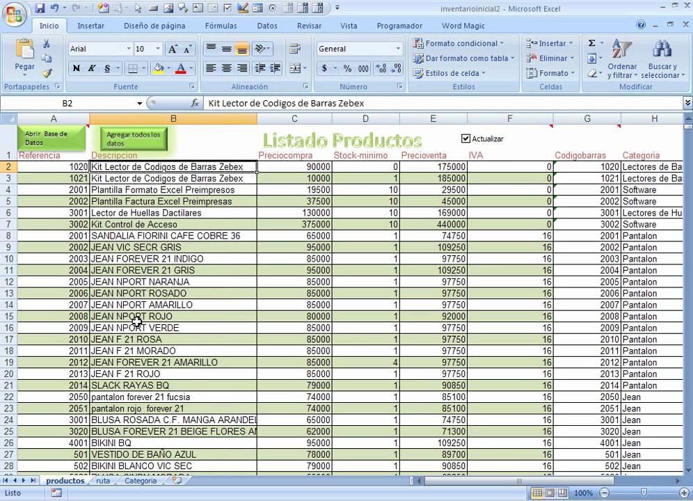Categorias Y Productos Creando Un Inventario Inicial Usando Microsoft Excel Youtube 8579
