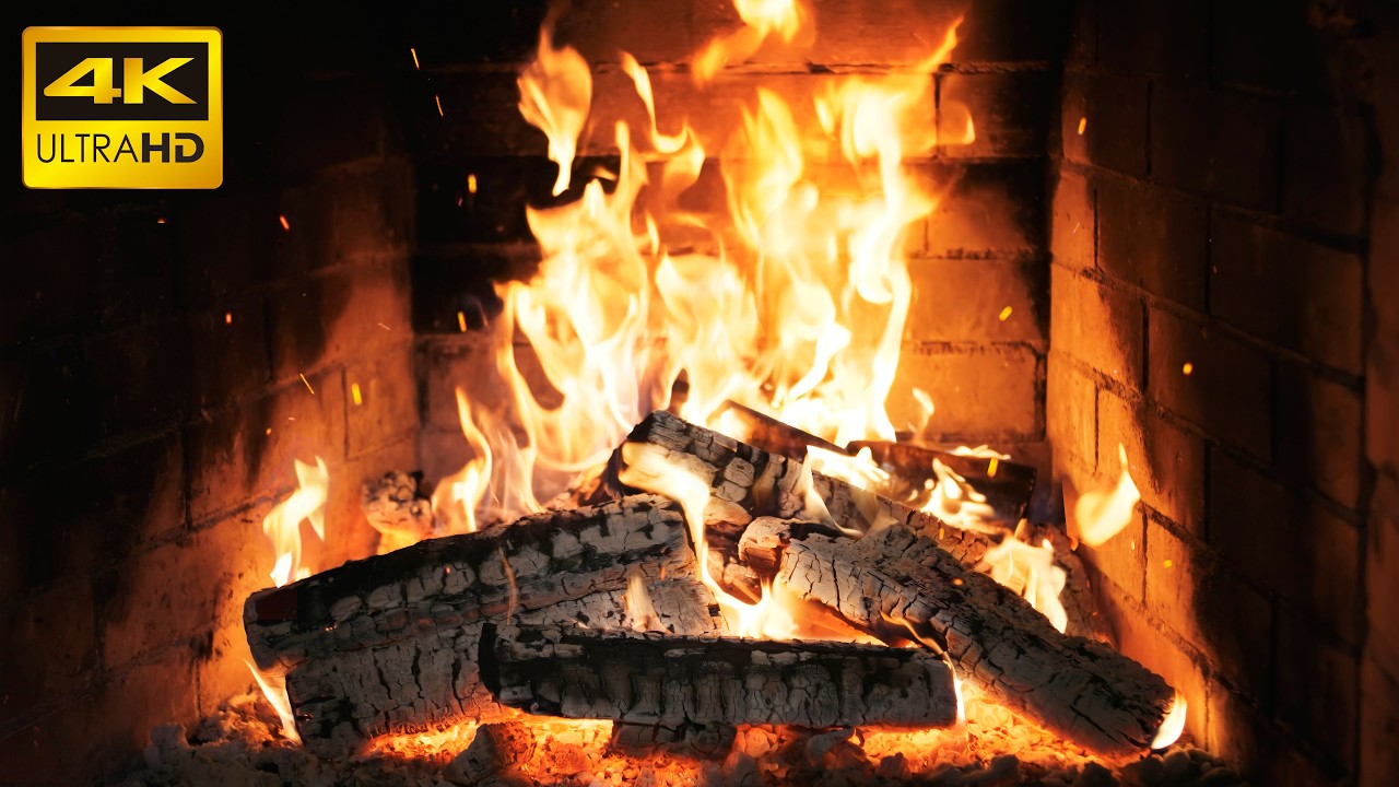 🔥 FIREPLACE Snow SILENCE with Tranquil FIRE Sounds and EVENING Warmth for CALM Christmas NIGHTS