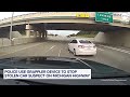 Police use grappler device to stop stolen car on Michigan highway  - 01:06 min - News - Video