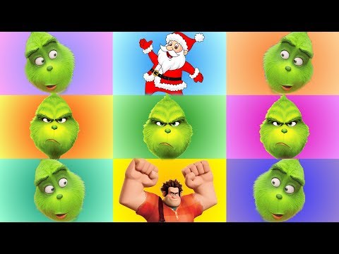 The Grinch and Wreck It Ralph Color Game with Incredibles 2 Christmas Toys from Santa