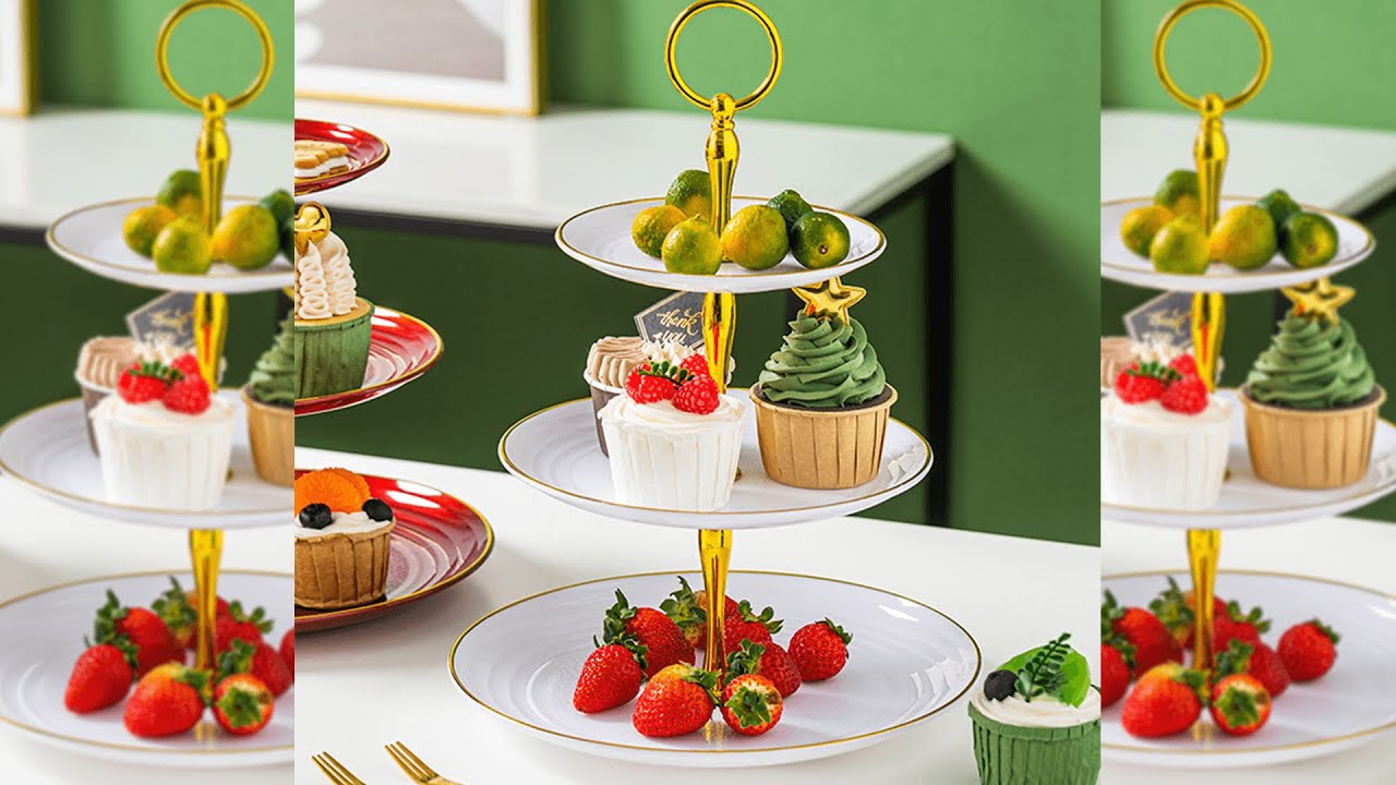 Pratinjau video produk TaffHOME Rak Kue Susun 3 Tingkat Detachable Plate Cake Stand Display - YGN-3