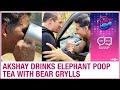 Actor Akshay Kumar drinks elephant poop tea with Bear Grylls
