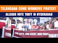 Telangana Congress Workers Protest Alleged Vote Theft in Hyderabad | News9