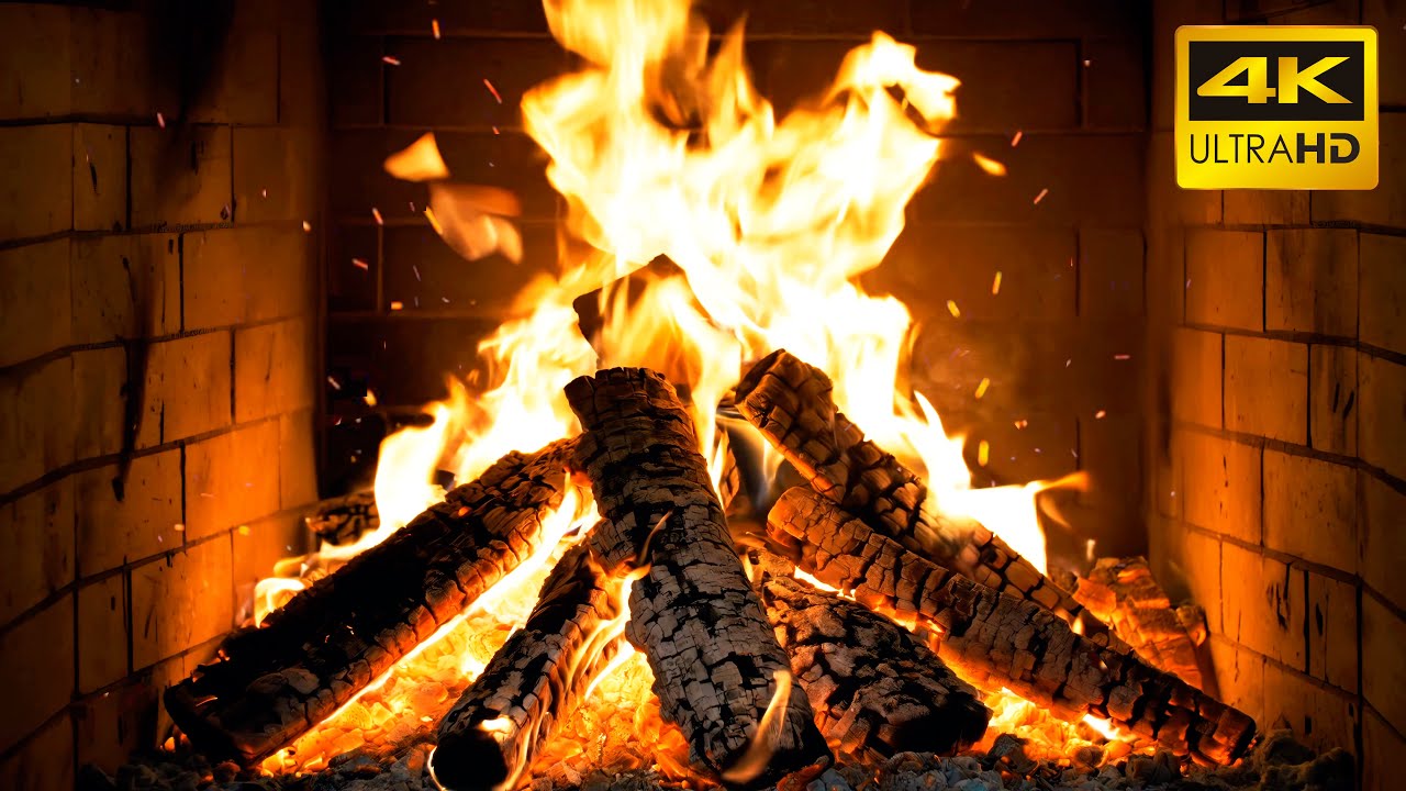 🔥 Tranquil Glow Fireplace with Burning Logs and Crackling Fire Sounds for Cozy Christmas Evenings
